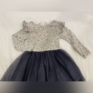 Zara Baby 3/4 Ribbed Bodice, Tulle Skirt Dress.